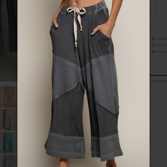POL “ Sacred Falls” POL Cropped Wide Leg Lightweight Mix Fabric Flowy Pants SR31 - Picture 2 of 4